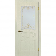 Дверь межкомнатная Мариам Сиена-5 ПВХ Ваниль стекло белый сатинат золото 2000х700 мм