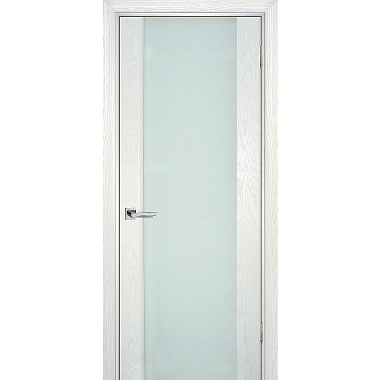 Дверь межкомнатная Текона Страто 02 шпон Ясень айсберг стекло молочный триплекс 1900х600 мм