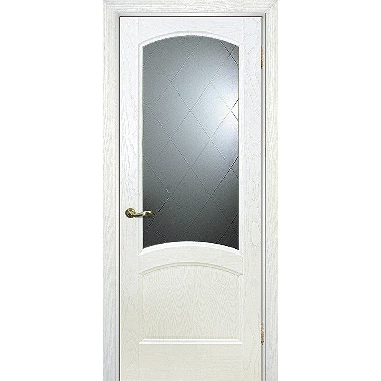 Дверь межкомнатная Текона Вайт 01 шпон Ясень айсберг стекло Готика белое 2000х800 мм