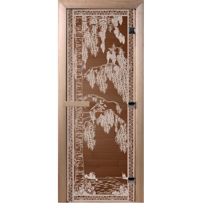 Дверь для сауны стеклянная Doorwood DW00906 Березка бронза матовая 800х2000 мм