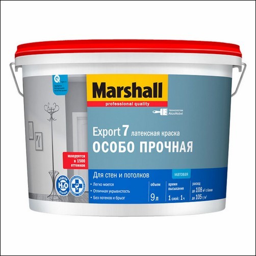 Краска латексная для стен и потолка Marshall EXPORT-7 BC (Прозрачный)