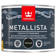 Краска по ржавчине Tikkurila Metallista глянцевая молотковая черная 0,4 л