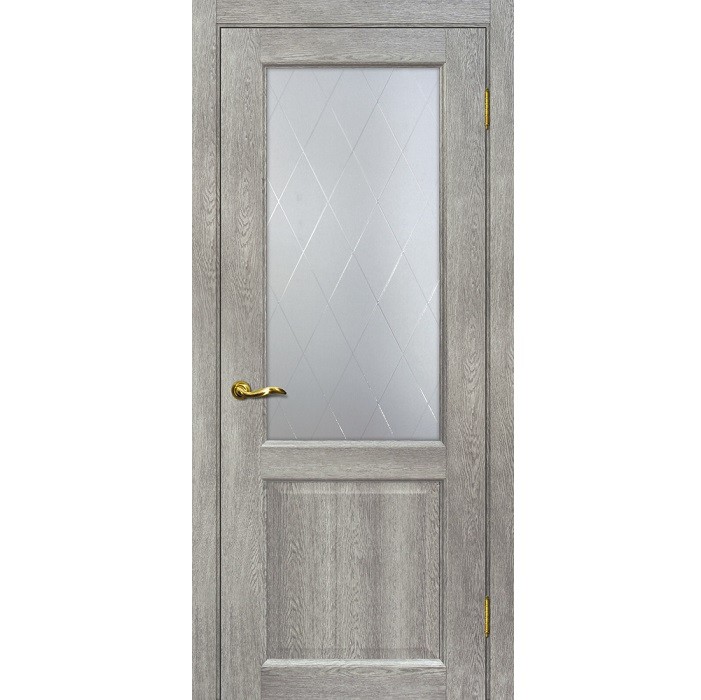 Дверь межкомнатная Мариам Тоскана-1 ПВХ Чиаро гриджио стекло белый сатинат ромб 2000х700 мм