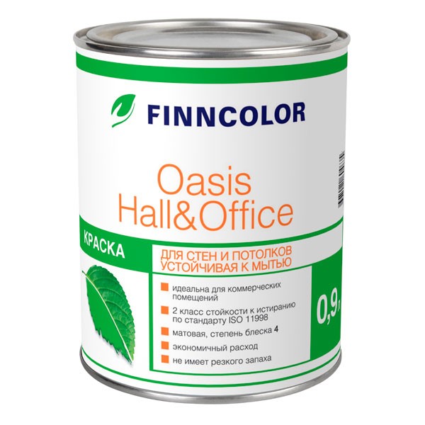 Краска для стен и потолков Tikkurila Finncolor Oasis Hall" Office основа А 9 л