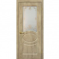 Дверь межкомнатная Мариам Сиена-1 ПВХ шале Дуб песочный стекло белый сатинат золото 2000х900 мм