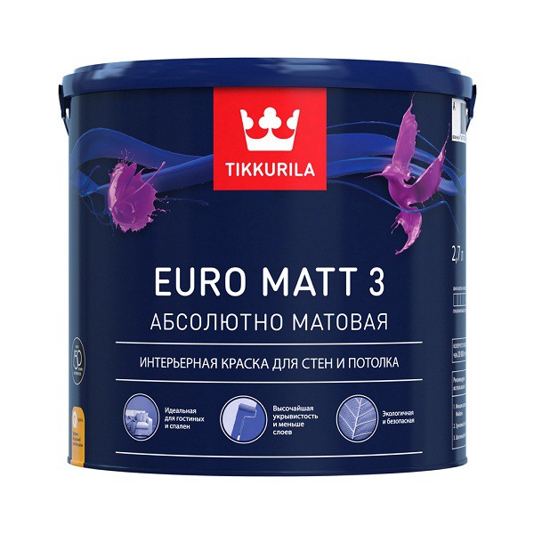 Краска латексная Tikkurila Euro Matt-3 основа C 0,9 л