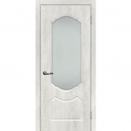 Дверь межкомнатная Мариам Сиена-2 ПВХ шале Дуб жемчужный стекло белый сатинат серебро 2000х600 мм