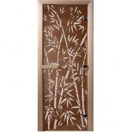 Дверь для сауны стеклянная Doorwood DW00055 Бамбук и бабочки бронза 700х1900 мм