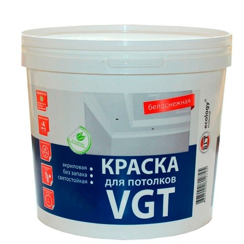 Краска для потолков VGT ВД-АК-2180 белоснежная 3 кг
