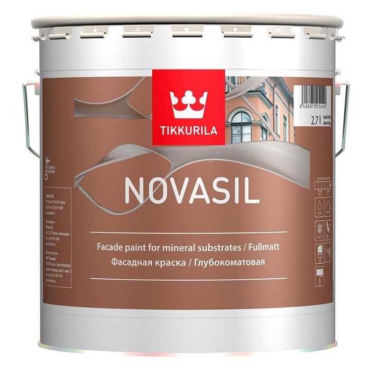 Краска фасадная Tikkurila Novasil база MRА глубокоматовая 18 л