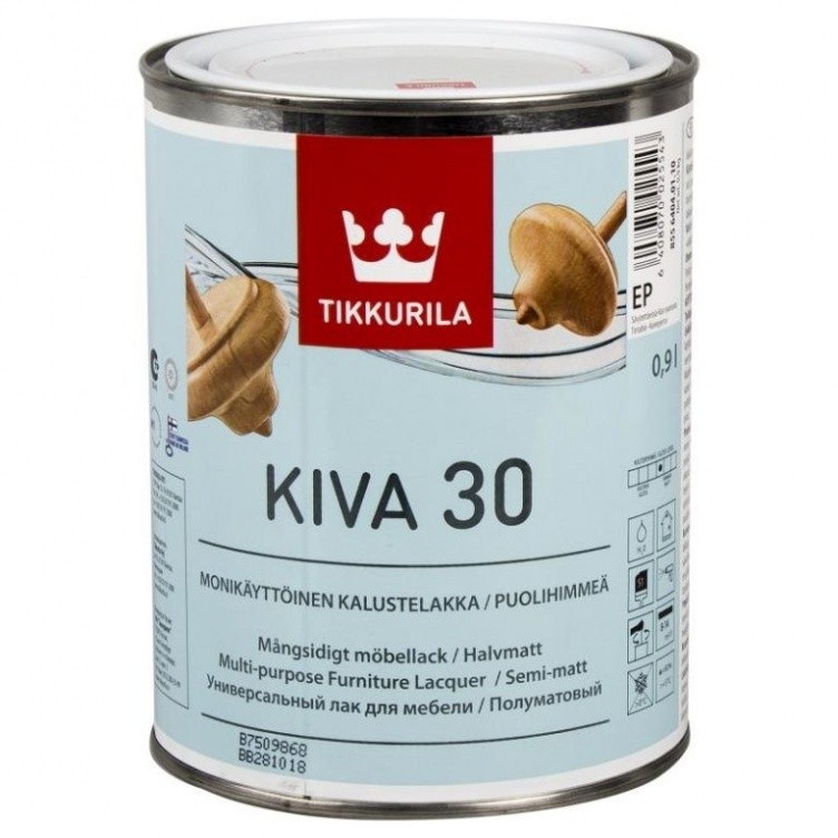 Лак акрилатный Tikkurila Kiva 30 EP полуматовый 0,225 л