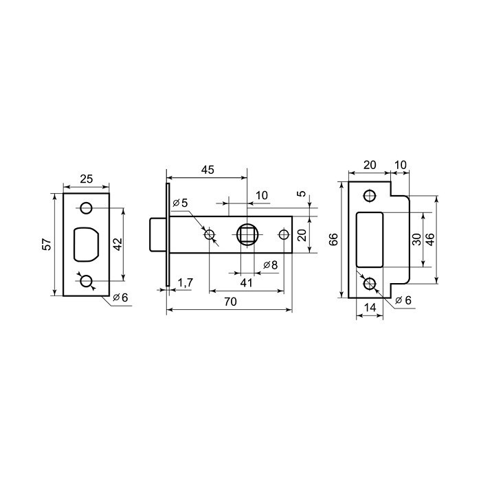 Защелка межкомнатная Palladium 100 PN