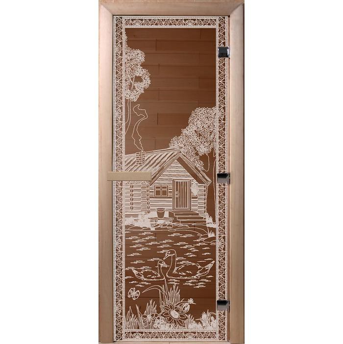Дверь для сауны стеклянная Doorwood DW00923 Банька в лесу бронза матовая 700х1900 мм