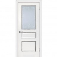 Дверь межкомнатная Мариам Мурано-2 экошпон белое багет с тиснением патина серебро стекло сатинат серебро 2000х800 мм