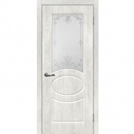 Дверь межкомнатная Мариам Сиена-1 ПВХ шале Дуб жемчужный стекло белый сатинат серебро 2000х700 мм