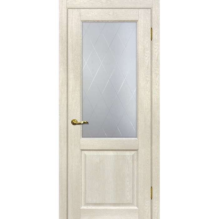 Дверь межкомнатная Мариам Тоскана-1 ПВХ Бьянко стекло белый сатинат ромб 2000х800 мм