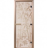 Дверь для сауны стеклянная Doorwood DW00059 Бамбук и бабочки сатин 700х1900 мм
