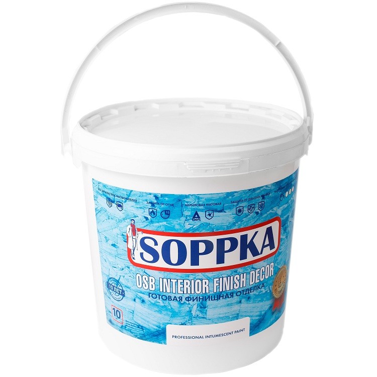 Краска Soppka OSB Interior Finish Decor интерьерная огнебиозащитная 1 кг