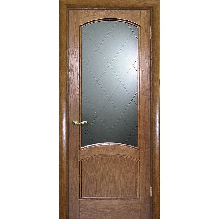 Дверь межкомнатная Текона Вайт 01 шпон Дуб натуральный стекло Готика белое 2000х900 мм