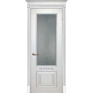 Дверь межкомнатная Текона Смальта 04 белое RAL 9003 патина серебро стекло белый сатинат 2000х900 мм