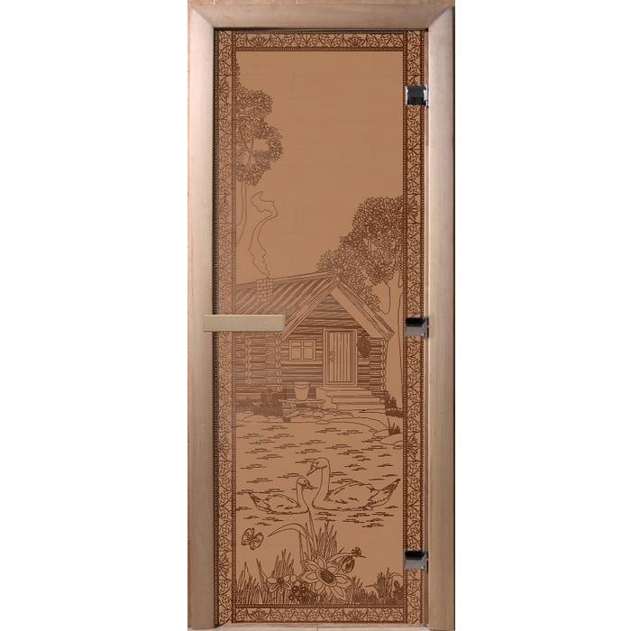 Дверь для сауны стеклянная Doorwood DW00918 Банька в лесу бронза 700х1900 мм