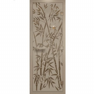 Дверь для хамама стеклянная Doorwood DW003 Бамбук и бабочки бронза матовая 700х1900 мм