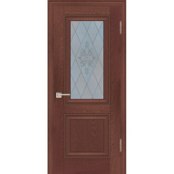 Дверь межкомнатная Profilo Porte PSB-27 Baguette экошпон Дуб Оксфорд темный стекло белый сатинат 2000х600 мм