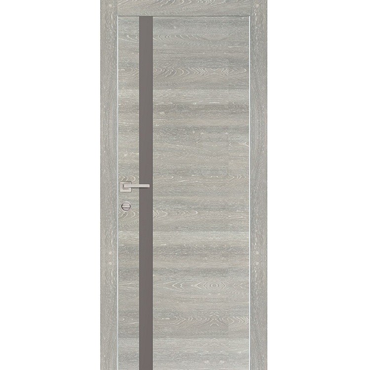 Дверь межкомнатная Profilo Porte РХ-8 Crome экошпон Дуб грей патина стекло серый лакобель 2000х800 мм