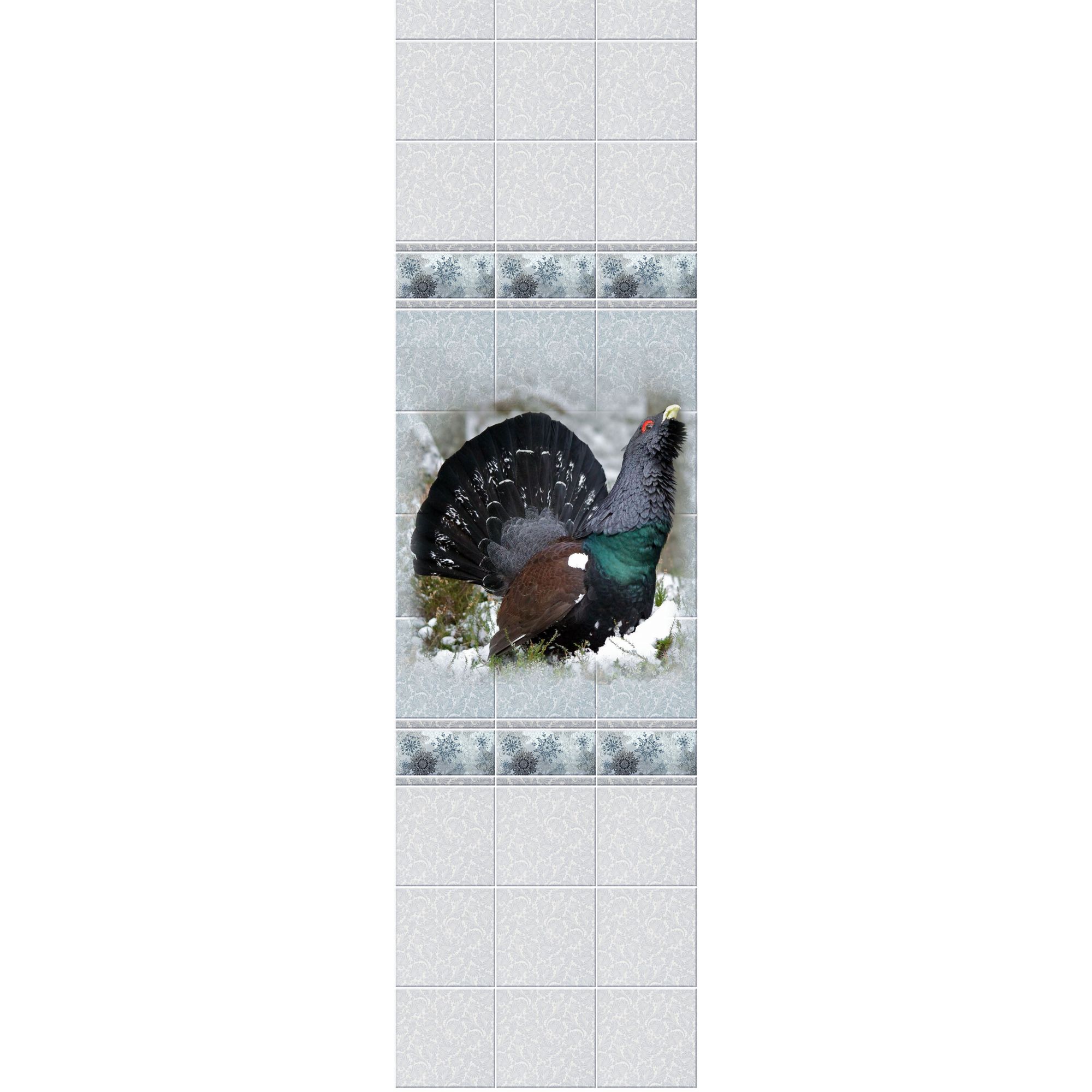 Стеновая панель ПВХ Novita с эффектом мерцания 3D Зимняя сказка.Глухарь 2700х250 мм