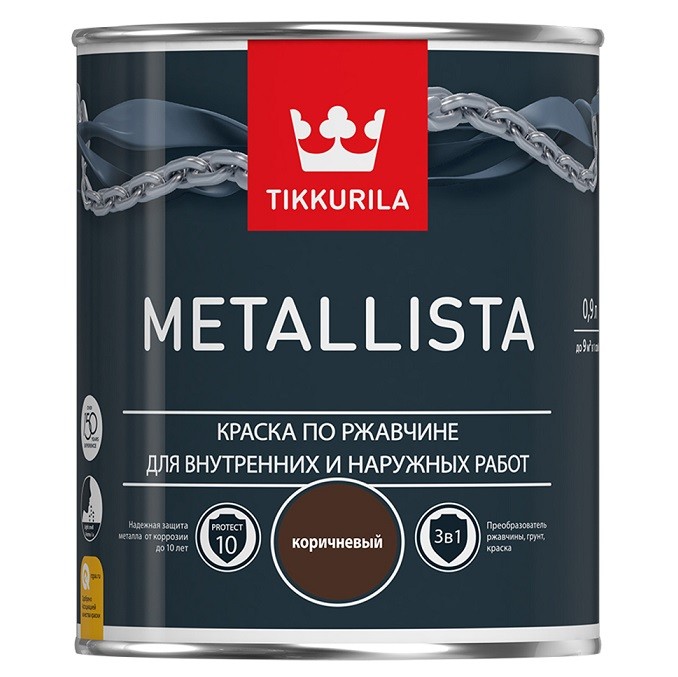 Краска по ржавчине Tikkurila Metallista глянцевая серебряная 2,5 л