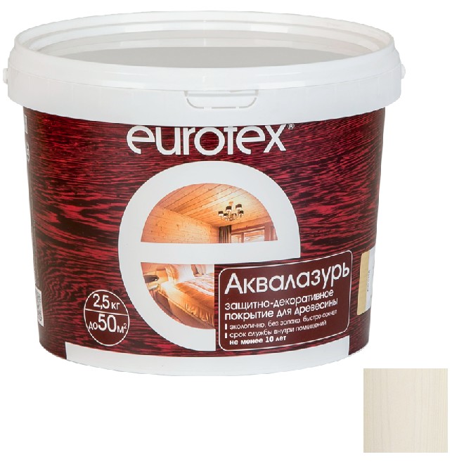Лак-антисептик акриловый Eurotex Аквалазурь ваниль 2,5 кг