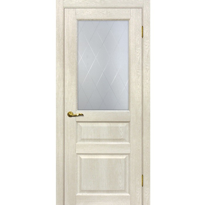 Дверь межкомнатная Мариам Тоскана-2 ПВХ Бьянко стекло белый сатинат ромб 2000х600 мм