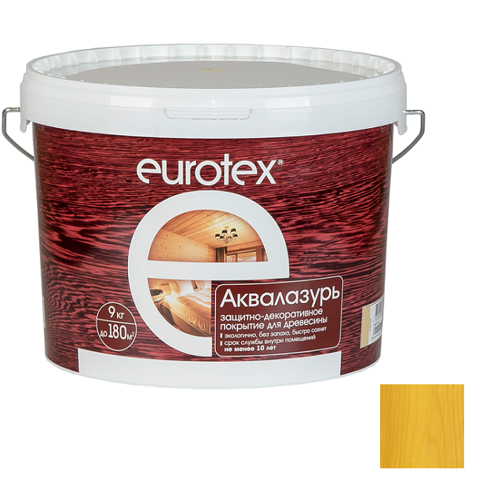 Лак-антисептик акриловый Eurotex Аквалазурь ваниль 9 кг