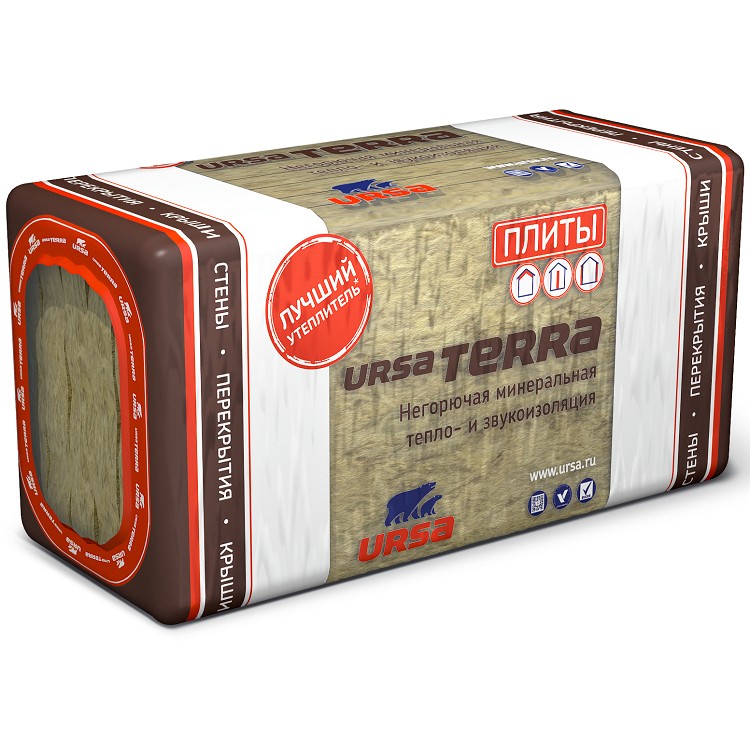 Теплоизоляция Ursa Terra 36 PN 1250х610х50 мм 10 плит в упаковке