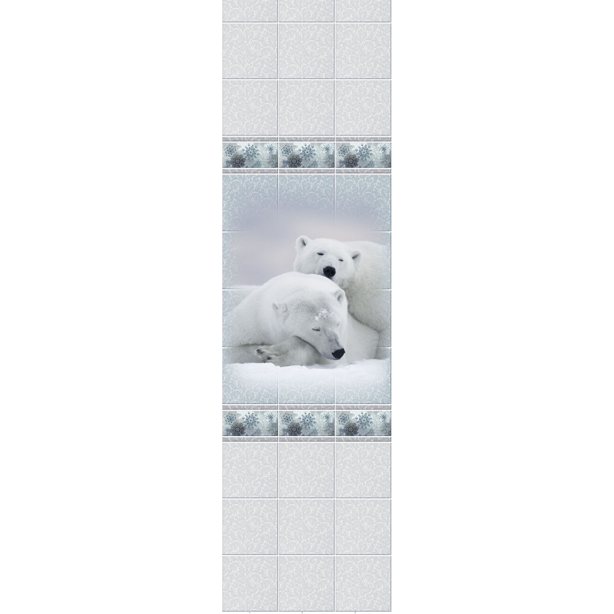 Стеновая панель ПВХ Novita с эффектом мерцания 3D Зимняя сказка. Медведь 2700х250 мм