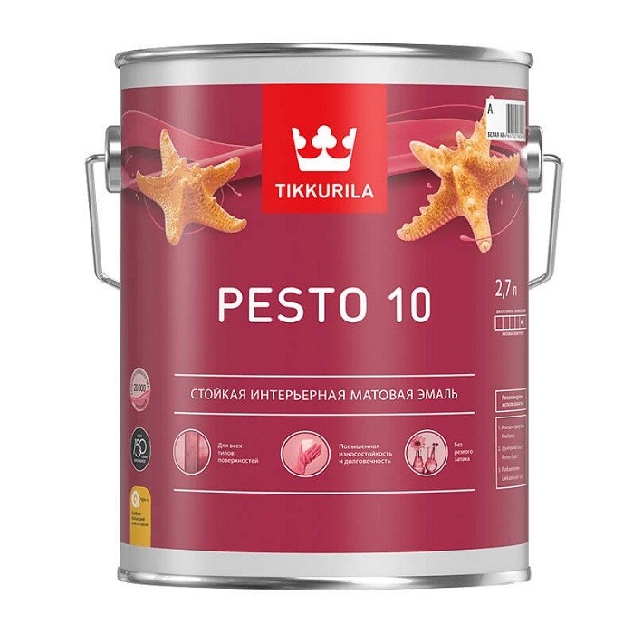 Эмаль Tikkurila Pesto 10 матовая база А 9 л