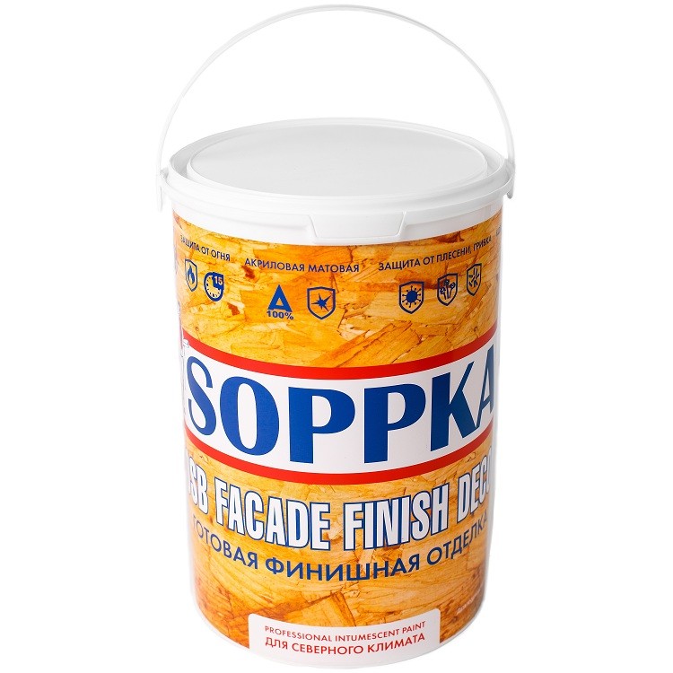 Краска Soppka OSB Facade Finish Decor фасадная огнебиозащитная 1 кг