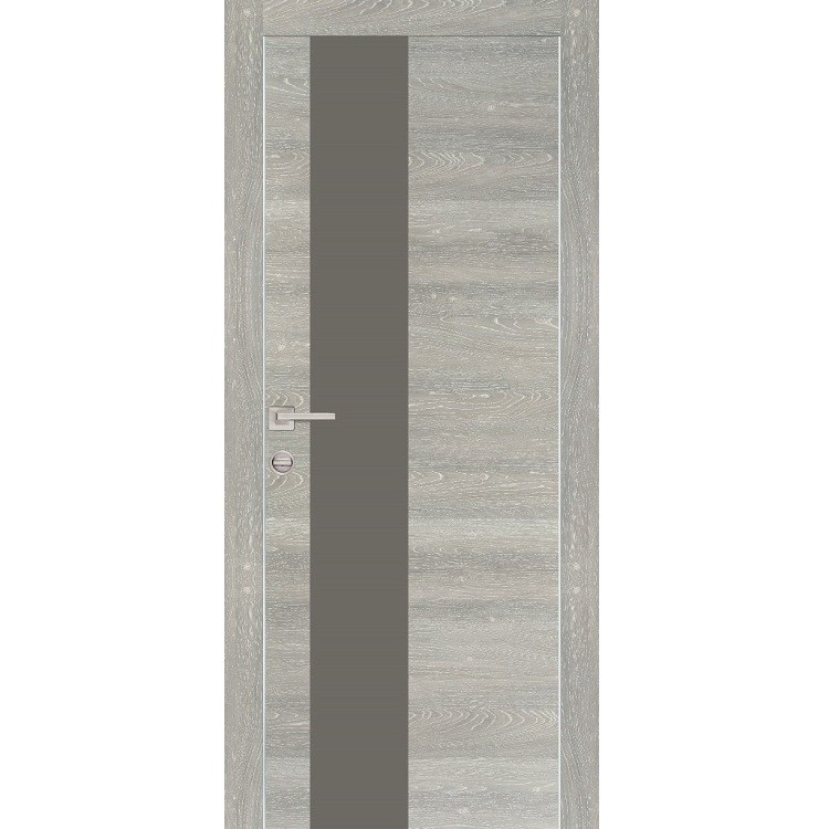 Дверь межкомнатная Profilo Porte РХ-6 Crome экошпон Дуб грей патина стекло серый лакобель 2000х700 мм