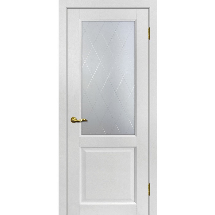 Дверь межкомнатная Мариам Тоскана-1 ПВХ Пломбир стекло белый сатинат ромб 2000х900 мм