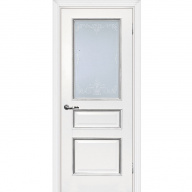 Дверь межкомнатная Мариам Мурано-2 экошпон белое багет с тиснением патина серебро стекло сатинат серебро 2000х600 мм