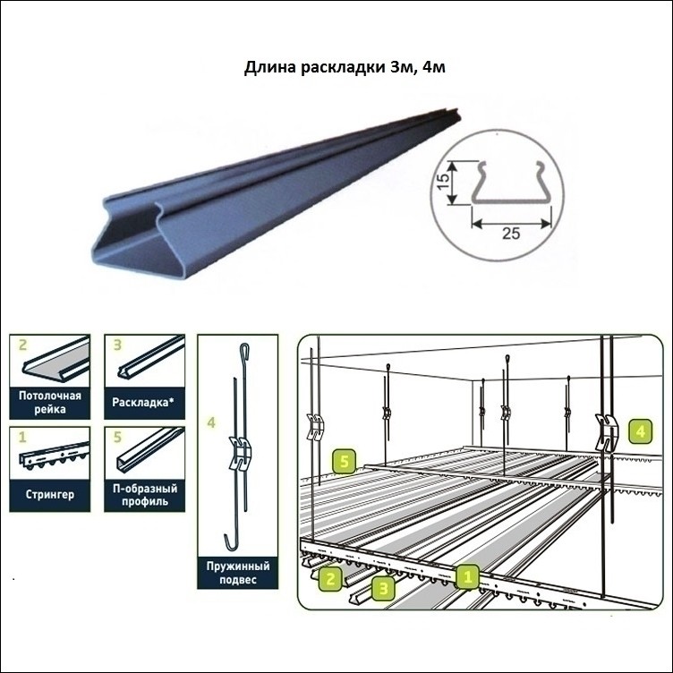 Реечная раскладка "Жемчужно-белый с мет. полосой"