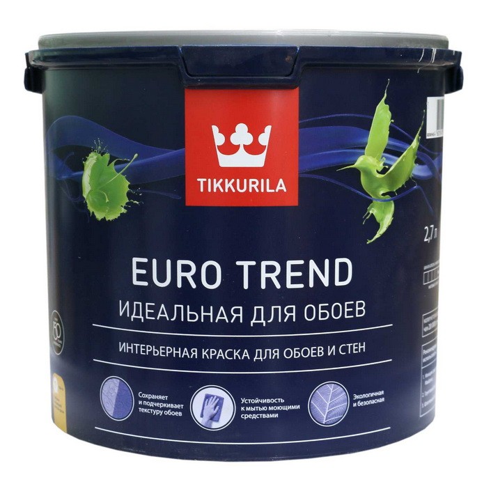 Краска для обоев и стен Tikkurila Euro Trend основа С 0,9 л
