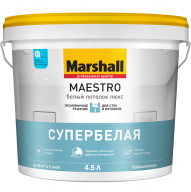 Краска для потолка Marshall Maestro Белый потолок Люкс глубокоматовая белая 4,5 л