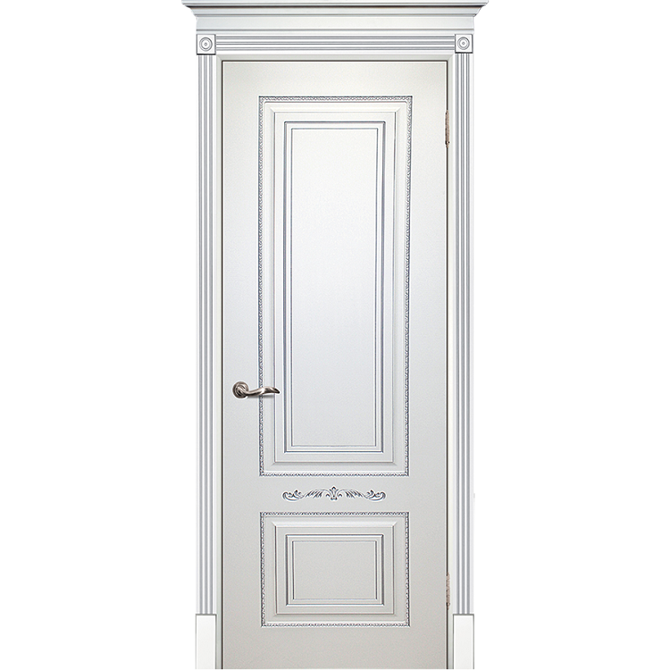 Дверь межкомнатная Текона Смальта 04 белое RAL 9003 патина серебро стекло белый сатинат 2000х700 мм