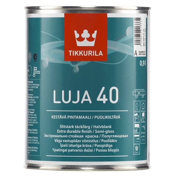 Краска интерьерная Tikkurila Luja 40 основа А полуглянцевая 9 л
