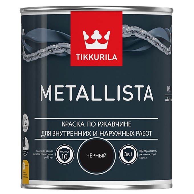 Краска по ржавчине Tikkurila Metallista глянцевая зеленая 0,9 л