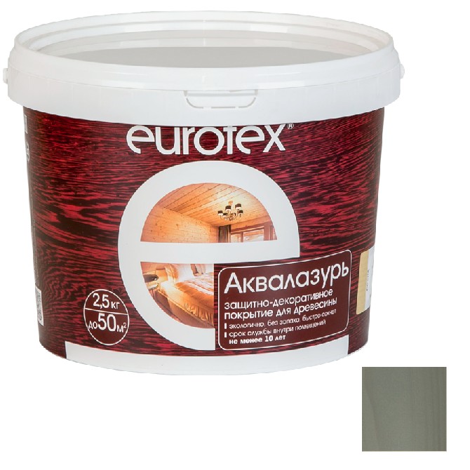 Лак-антисептик акриловый Eurotex Аквалазурь дуб 2,5 кг