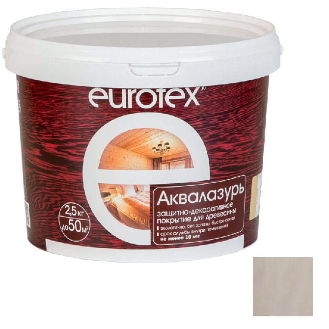 Лак-антисептик акриловый Eurotex Аквалазурь сосна 9 кг