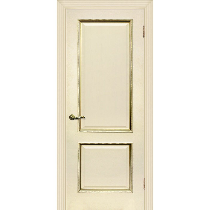 Дверь межкомнатная Мариам Мурано-1 экошпон Магнолия белое багет с тиснением патина золото стекло сатинат золото 2000х900 мм