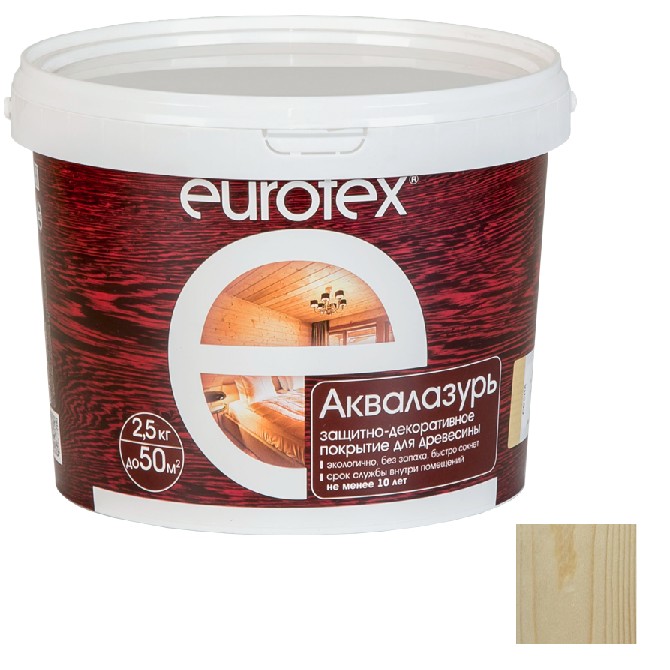Лак-антисептик акриловый Eurotex Аквалазурь белый 2,5 кг